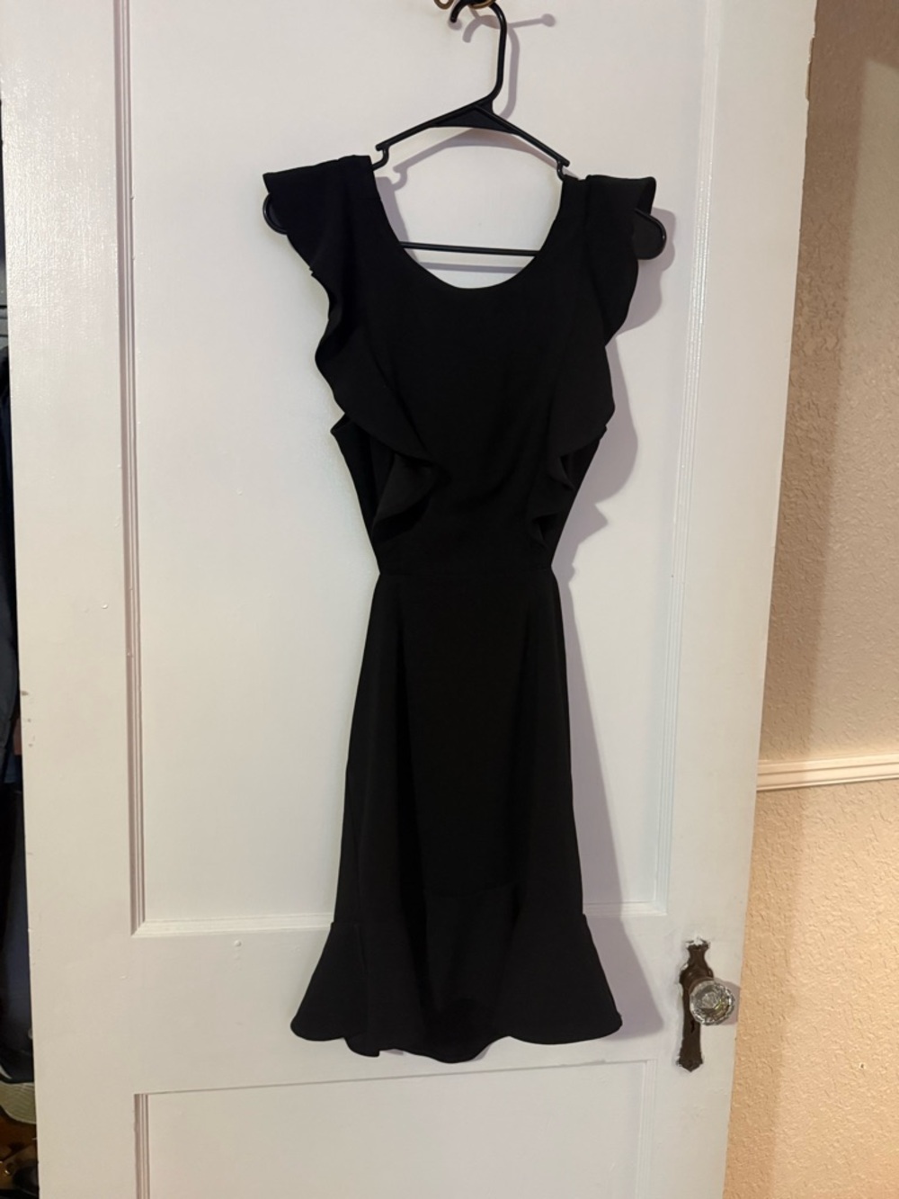 Black Ruffle Backless Mini Dress